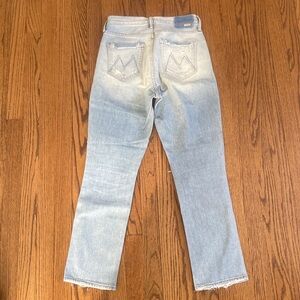 MOTHER Dazzler Button Fly Ankle Jeans in Light Blue
